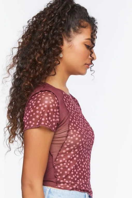 Reworked Ditsy Floral Mesh Tee
