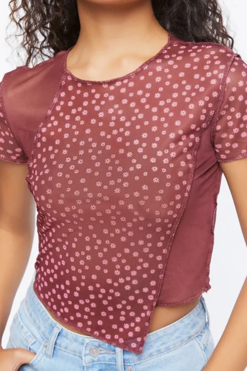 Reworked Ditsy Floral Mesh Tee