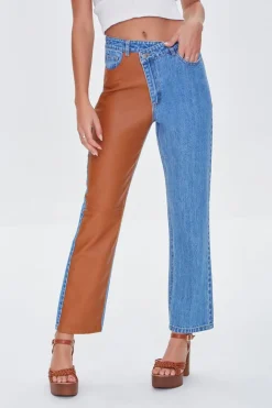 Reworked Faux Leather Jeans