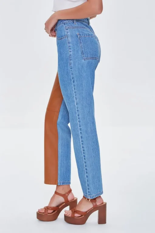 Reworked Faux Leather Jeans