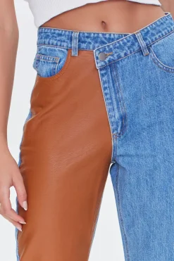 Reworked Faux Leather Jeans