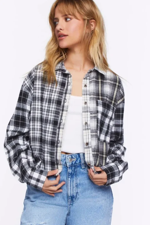 Reworked Mixed Plaid Flannel Shirt