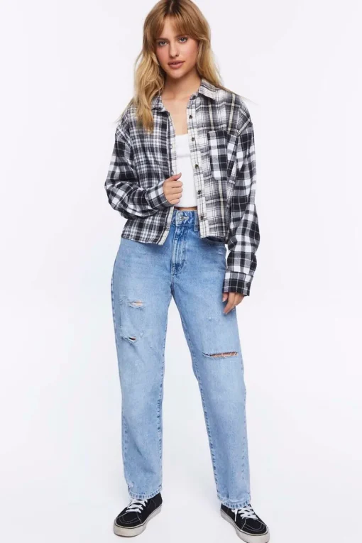Reworked Mixed Plaid Flannel Shirt