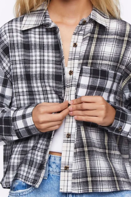 Reworked Mixed Plaid Flannel Shirt