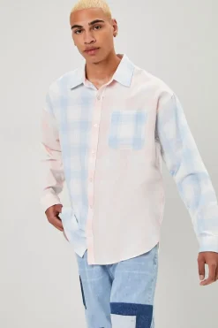 Reworked Plaid Button-Front Shirt
