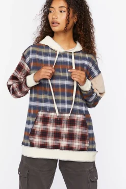 Reworked Plaid Colorblock Hoodie