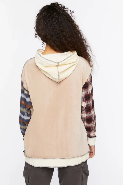 Reworked Plaid Colorblock Hoodie