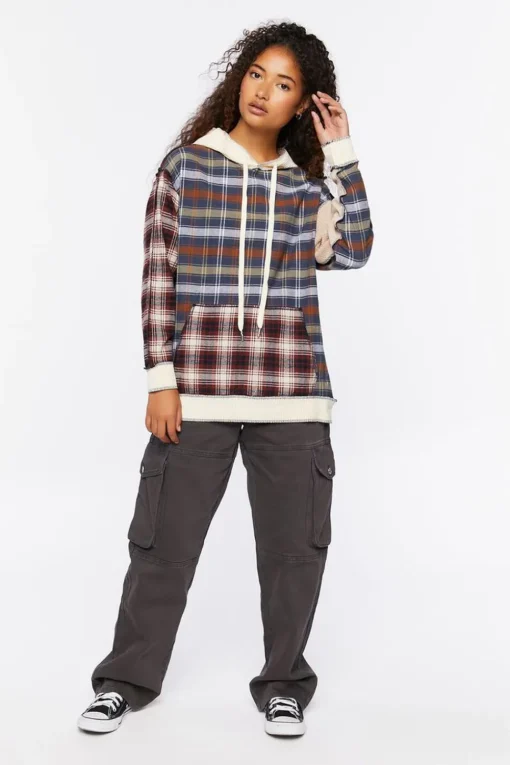 Reworked Plaid Colorblock Hoodie