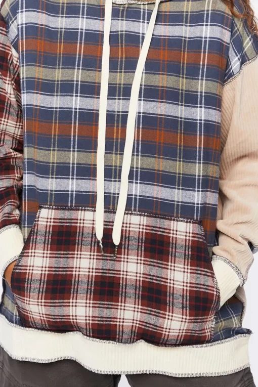 Reworked Plaid Colorblock Hoodie