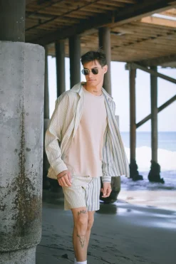 Reworked Striped Button-Front Shirt