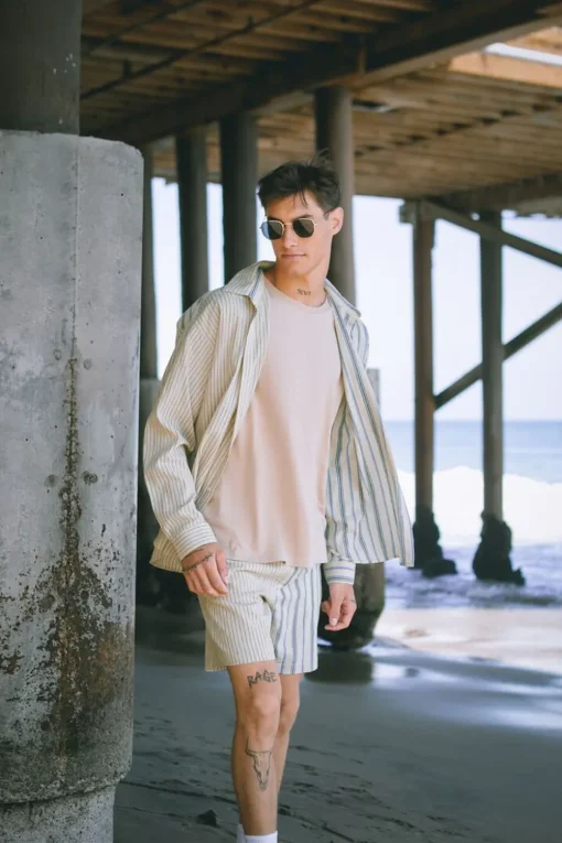 Reworked Striped Button-Front Shirt