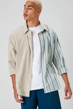 Reworked Striped Button-Front Shirt