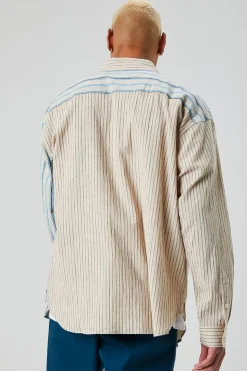 Reworked Striped Button-Front Shirt