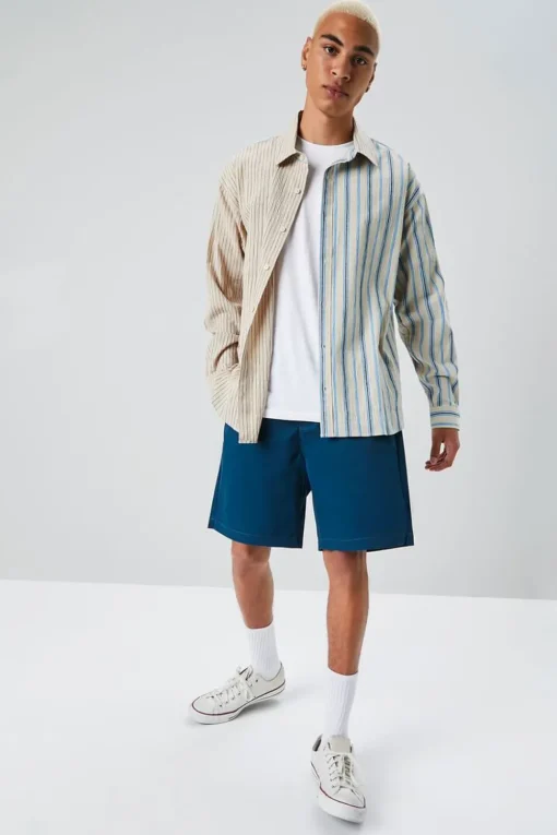 Reworked Striped Button-Front Shirt