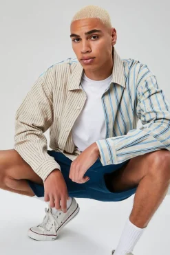 Reworked Striped Button-Front Shirt