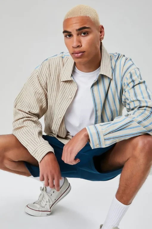 Reworked Striped Button-Front Shirt