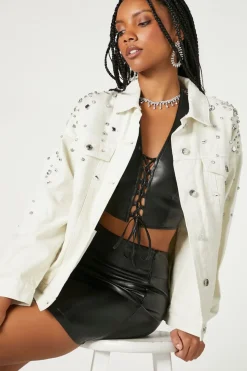 Rhinestone & Faux Gem Trucker Jacket