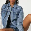 Rhinestone & Faux Gem Trucker Jacket