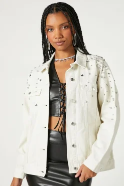 Rhinestone & Faux Gem Trucker Jacket