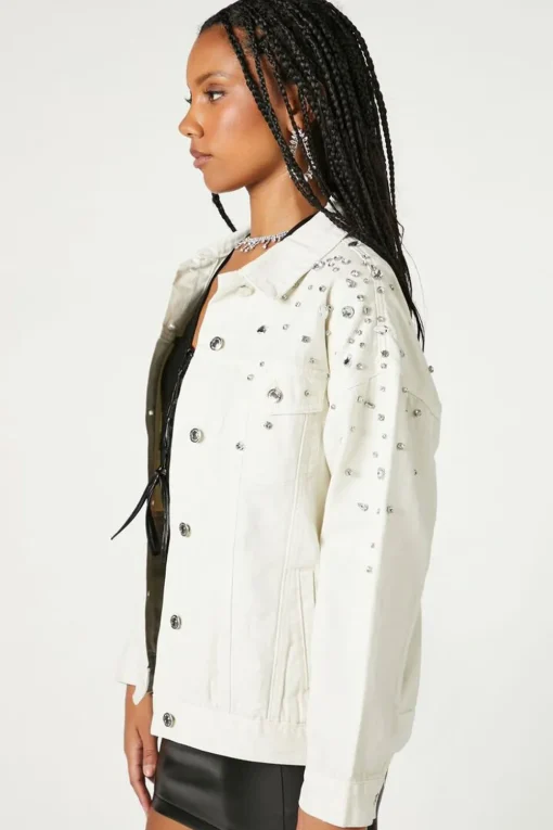 Rhinestone & Faux Gem Trucker Jacket
