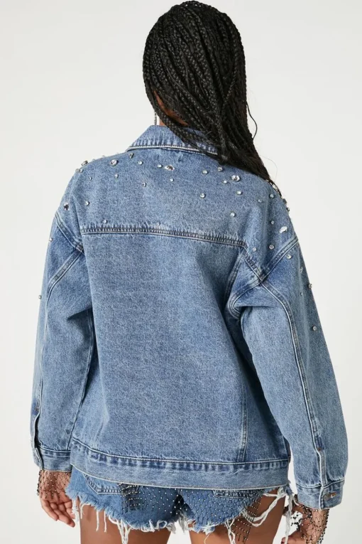 Rhinestone & Faux Gem Trucker Jacket