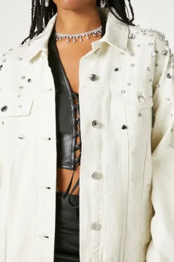 Rhinestone & Faux Gem Trucker Jacket