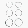 Rhinestone & Heart Hoop Earring Set