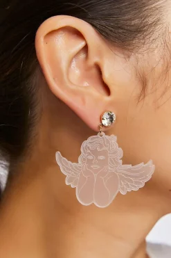 Rhinestone Angel Drop Earrings
