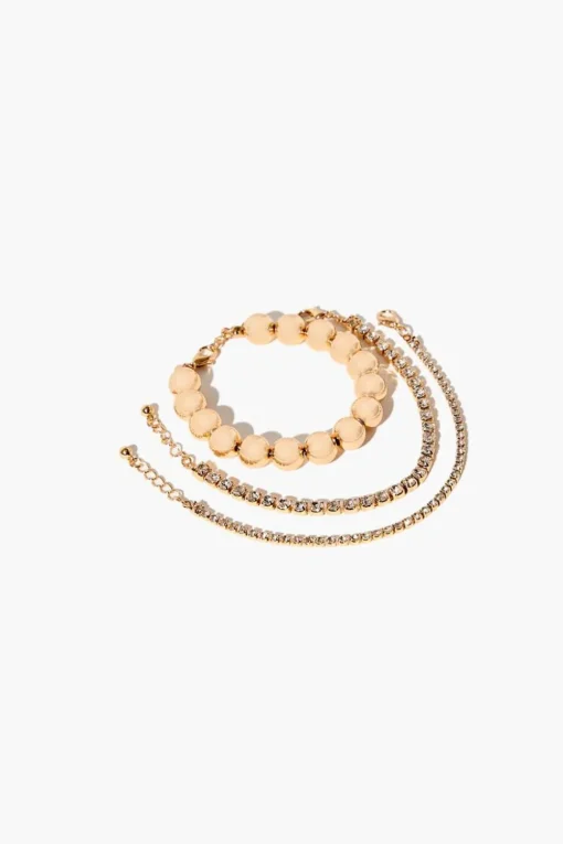 Rhinestone Box Chain Bracelet Set