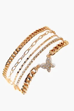 Rhinestone Butterfly Bracelet Set