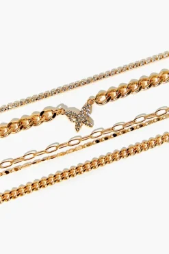 Rhinestone Butterfly Bracelet Set