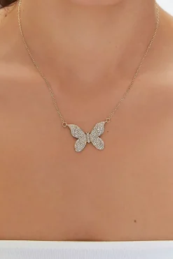 Rhinestone Butterfly Chain Necklace