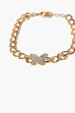 Rhinestone Butterfly Chain Bracelet