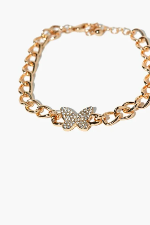 Rhinestone Butterfly Chain Bracelet