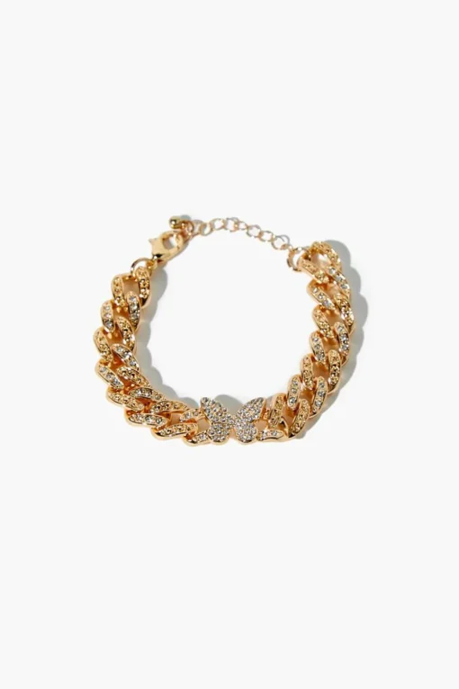 Rhinestone Butterfly Chain Bracelet