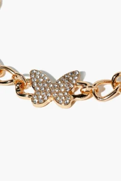 Rhinestone Butterfly Chain Bracelet