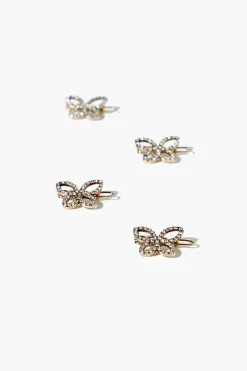 Rhinestone Butterfly Hair Clip Set