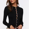 Rhinestone Button-Loop Sweater