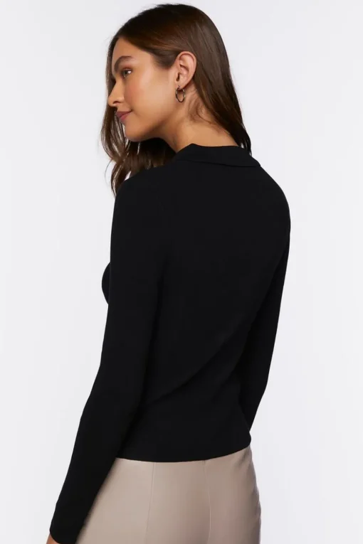 Rhinestone Button-Loop Sweater