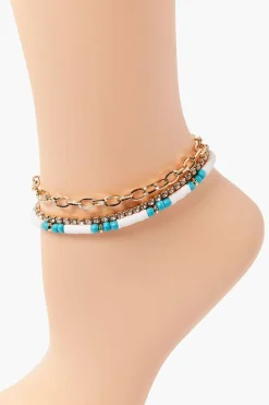 Rhinestone Chain Anklet Set