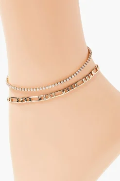 Rhinestone Chain Anklet Set