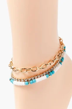 Rhinestone Chain Anklet Set