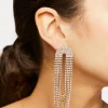 Rhinestone Chain Loop Statement Earrings