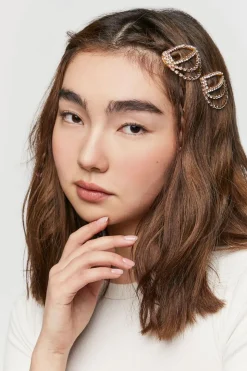 Rhinestone Chain Snap Hair Clip Set