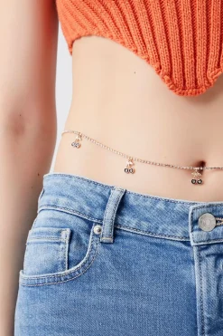 Rhinestone Cherry Charm Belly Chain