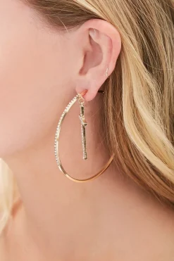 Rhinestone Cross Charm Hoop Earrings