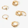 Rhinestone Cross Ring Set