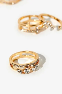 Rhinestone Cross Ring Set
