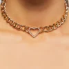 Rhinestone Cutout Heart Choker Necklace