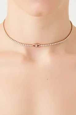 Rhinestone Evil-Eye Choker Necklace